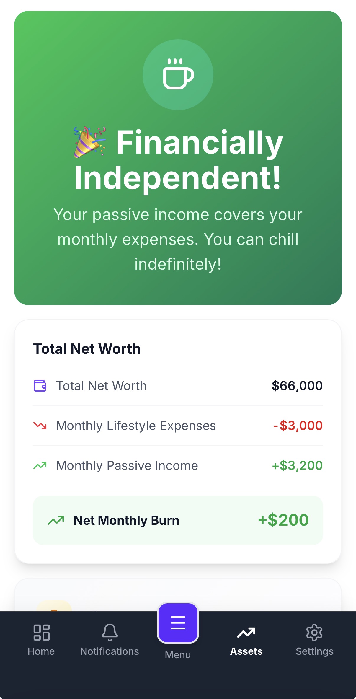 O resultado de independência financeira — um fôlego infinito