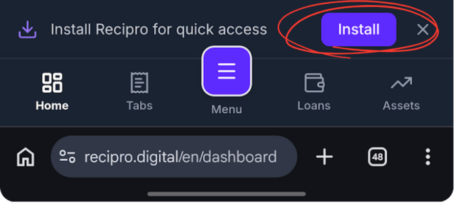 On Android, Chrome offers an Install app prompt