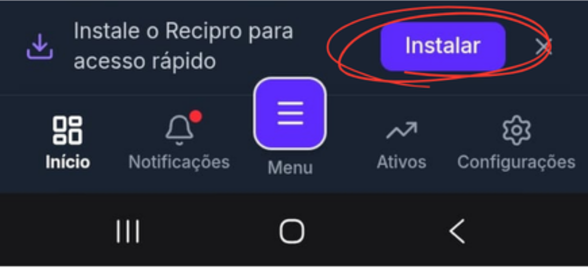 No Android, o Chrome oferece um aviso de Instalar app